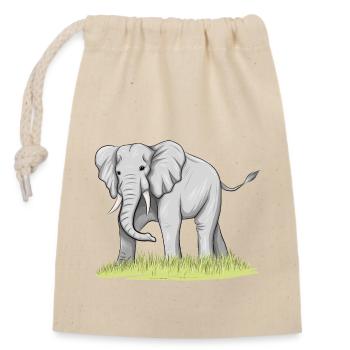Éléphant - Sac cadeau en coton avec cordon (14 x 20 cm) - nature - Devant