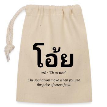 thai saying food - Closable cotton gift bag (14x20cm) - nature - Front