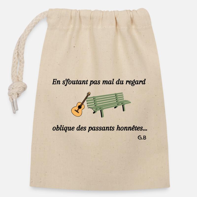 Les bancs publics - Sac cadeau en coton avec cordon (14 x 20 cm) - nature