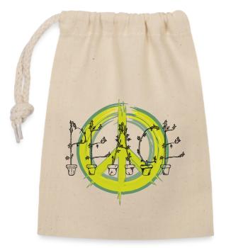 PEACE - Closable cotton gift bag (14x20cm) - nature - Front