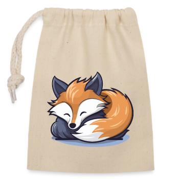 Sleeping Fox - Closable cotton gift bag (14x20cm) - nature - Front