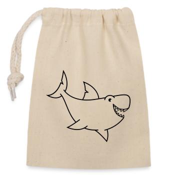 Bande dessinée de requin - Sac cadeau en coton avec cordon (14 x 20 cm) - nature - Devant