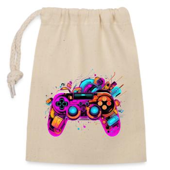 Color Explosion Controller: Gaming Vibes Art - Closable cotton gift bag (14x20cm) - nature - Front