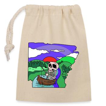 Pêcheur, Squelette Pêche, Pêche, Hobby, Pêche, Nature - Sac cadeau en coton avec cordon (14 x 20 cm) - nature - Devant
