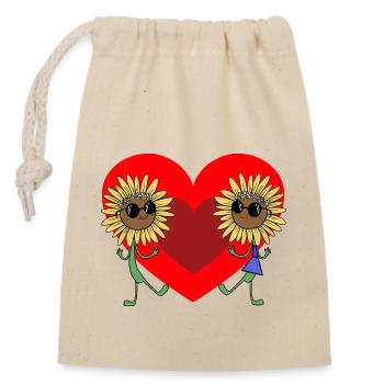 Sommer Sonnenblume Blume Garten Liebe Flora Paar - Verschließbarer Geschenkbeutel aus Baumwolle (14x20cm) - Natur - Vorne