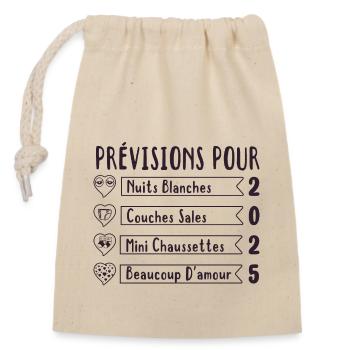 Grossesse Prévisions Pour 2025 Future Maman cadeau - Sac cadeau en coton avec cordon (14 x 20 cm) - nature - Devant