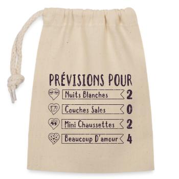 Grossesse Prévisions Pour 2025 Future Maman cadeau - Sac cadeau en coton avec cordon (14 x 20 cm) - nature - Devant