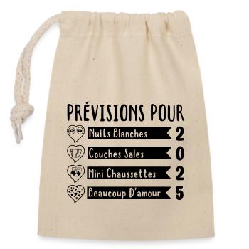 Grossesse Prévisions Pour 2025 - Sac cadeau en coton avec cordon (14 x 20 cm) - nature - Devant
