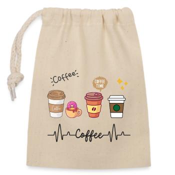 Ich liebe Kaffee - Verschließbarer Geschenkbeutel aus Baumwolle (14x20cm) - Natur - Vorne