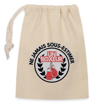 Ne jamais sous-estimer un Boxeur - Sac cadeau en coton avec cordon (14 x 20 cm) - nature - Devant