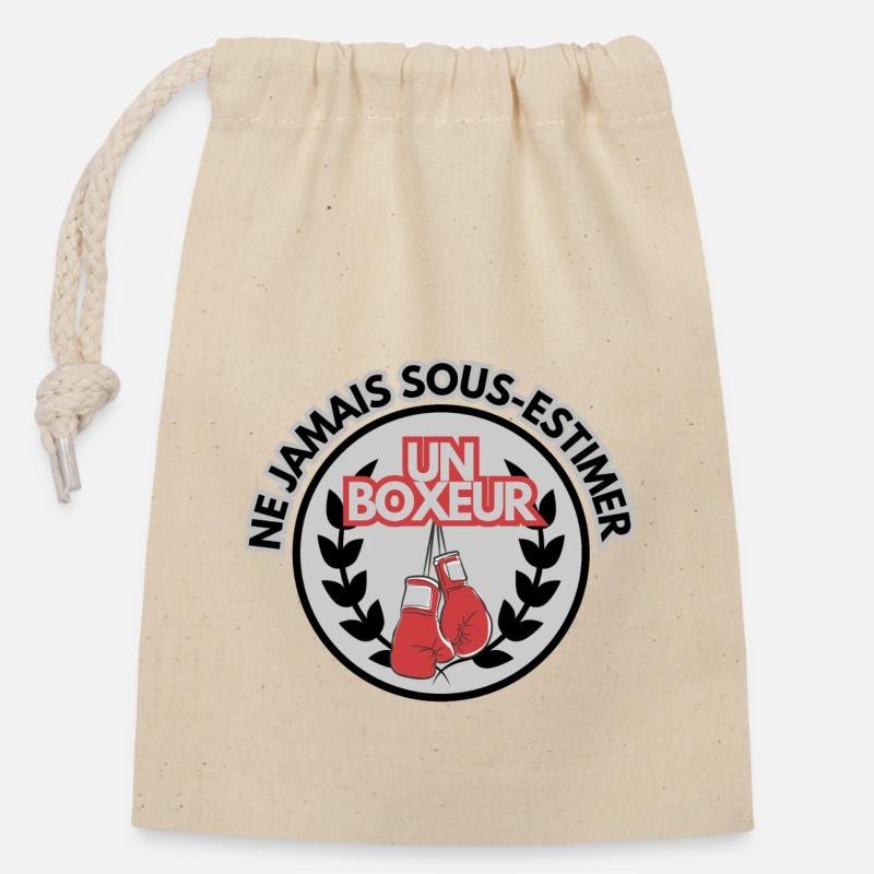 Ne jamais sous-estimer un Boxeur - Sac cadeau en coton avec cordon (14 x 20 cm) - nature
