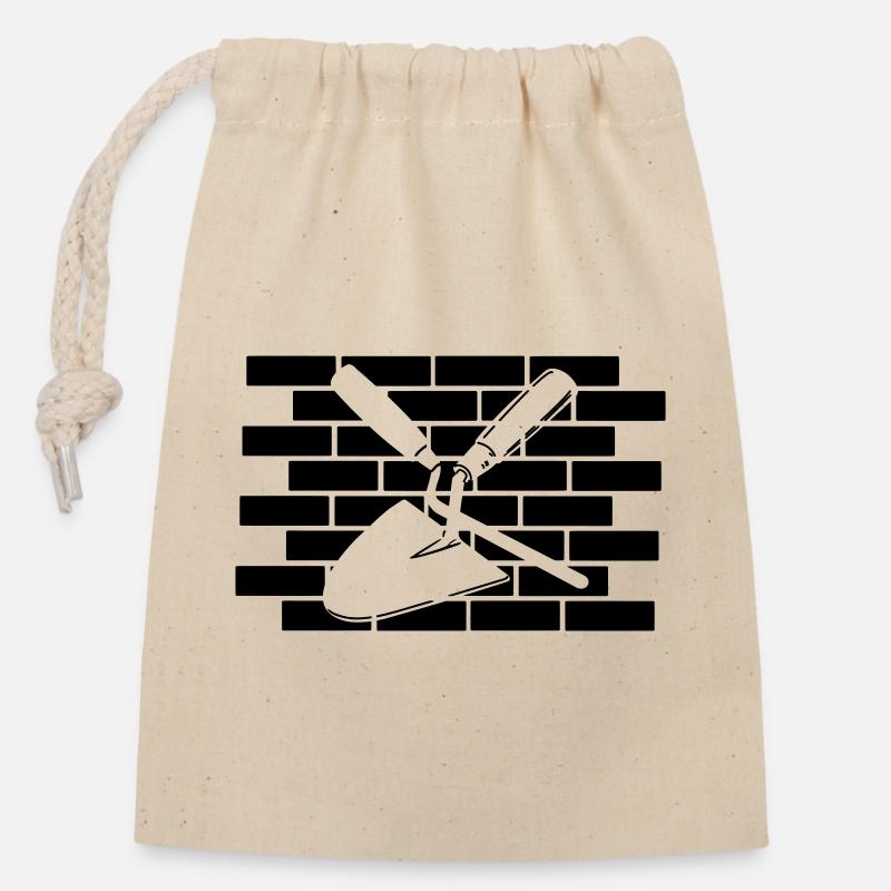 Découpe du clou et de la truelle - Sac cadeau en coton avec cordon (14 x 20 cm) - nature