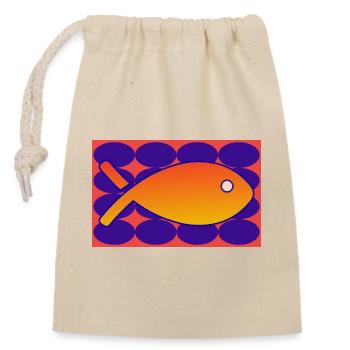FISH - Closable cotton gift bag (14x20cm) - nature - Front
