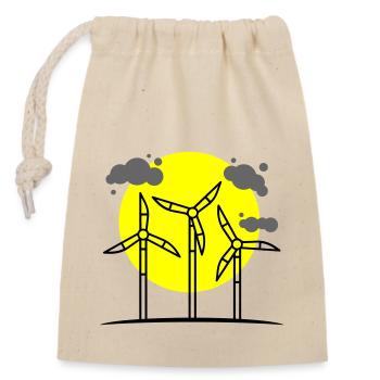 Wind Turbine Renewable Energy - Closable cotton gift bag (14x20cm) - nature - Front