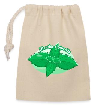 Pfefferminze (lat. Mentha x piperita) - Verschließbarer Geschenkbeutel aus Baumwolle (14x20cm) - Natur - Vorne