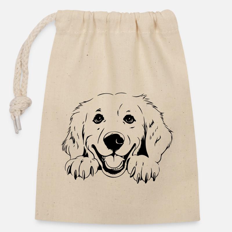 Golden Retriever - Closable cotton gift bag (14x20cm) - nature