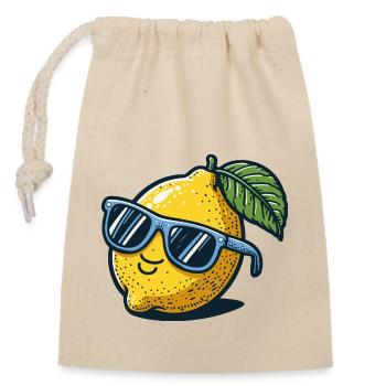 zitrone sonnenbrille sommer - Verschließbarer Geschenkbeutel aus Baumwolle (14x20cm) - Natur - Vorne