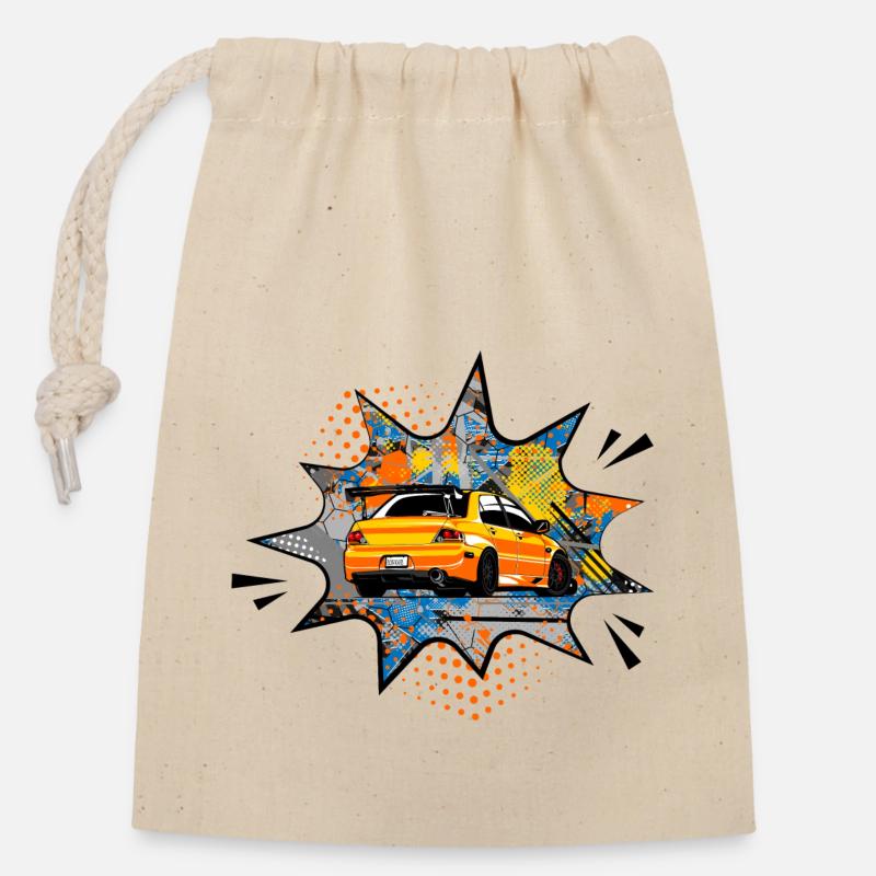 Bulle orange Mitsu - Sac cadeau en coton avec cordon (14 x 20 cm) - nature