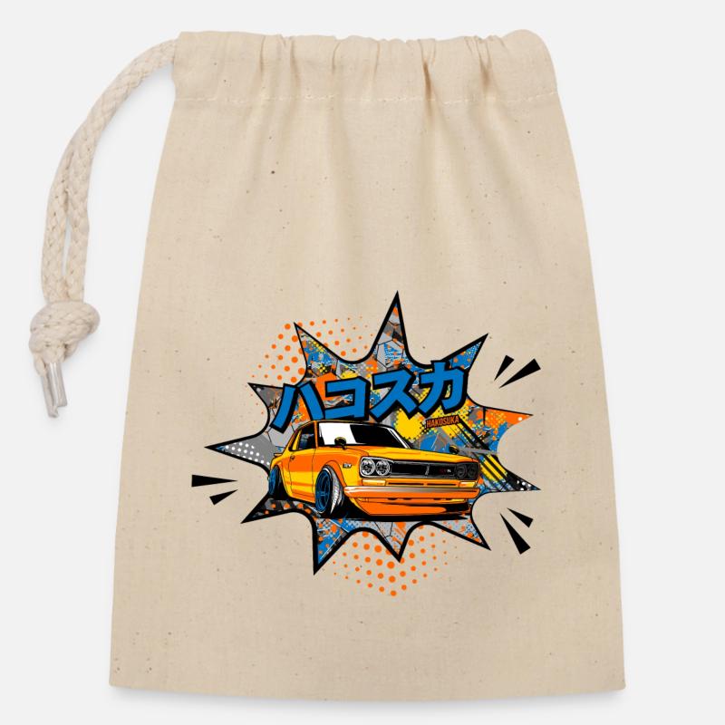 GTR Oldschool - Sac cadeau en coton avec cordon (14 x 20 cm) - nature