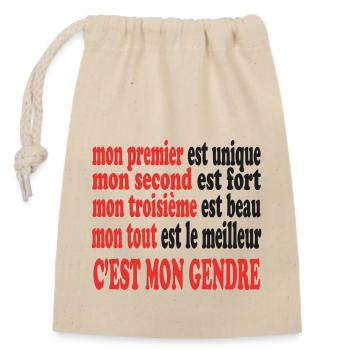 My GENDRE is beautiful - Closable cotton gift bag (14x20cm) - nature - Front