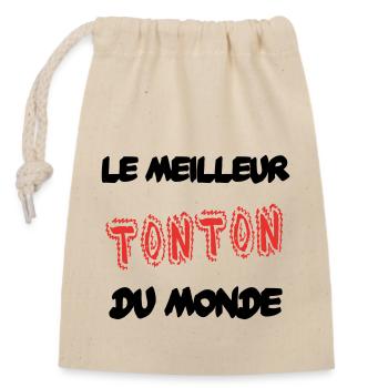 Le meilleur tonton du monde - Sac cadeau en coton avec cordon (14 x 20 cm) - nature - Devant