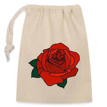 Red Rose - Closable cotton gift bag (14x20cm) - nature - Front