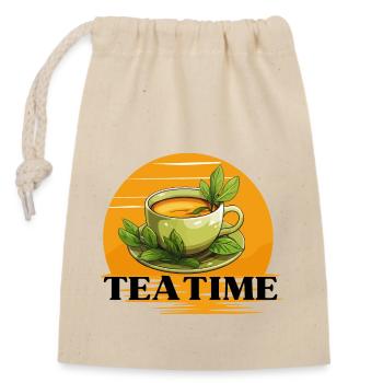 Tea Time ! - Sac cadeau en coton avec cordon (14 x 20 cm) - nature - Devant