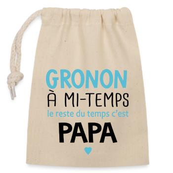 Grognon à mi temps cadeau bébé enfant - Sac cadeau en coton avec cordon (14 x 20 cm) - nature - Devant