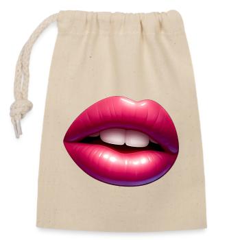 Tongue - Pink Lips - Charming Sweetness - Closable cotton gift bag (14x20cm) - nature - Front