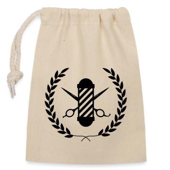Barbershop Professional Logo - Closable cotton gift bag (14x20cm) - nature - Front