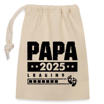 papa 2025 loading - Verschließbarer Geschenkbeutel aus Baumwolle (14x20cm) - Natur - Vorne