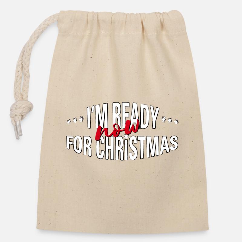 ready NOW for christmas - Closable cotton gift bag (14x20cm) - nature