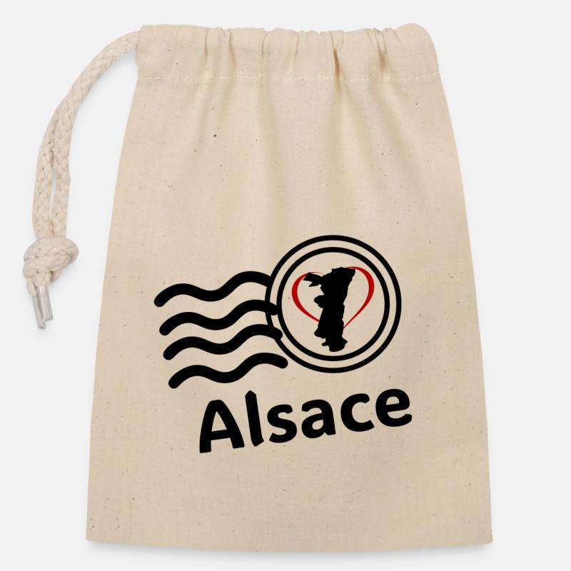 Alsace stamp - Closable cotton gift bag (14x20cm) - nature