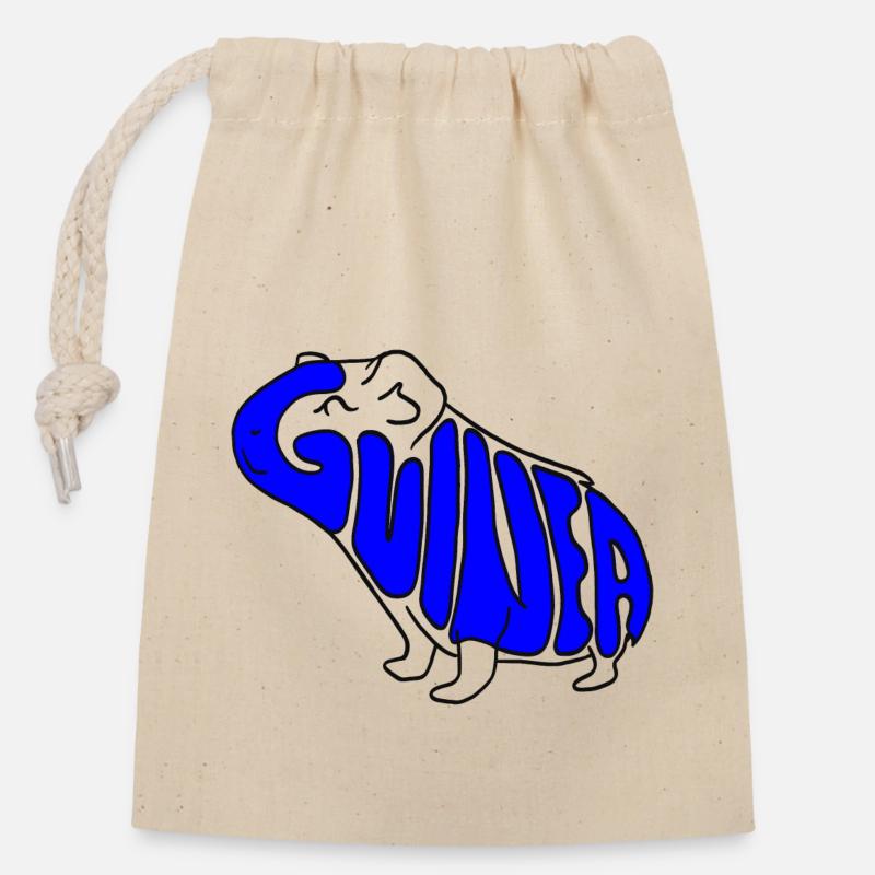 Guinea pig blue - Closable cotton gift bag (14x20cm) - nature
