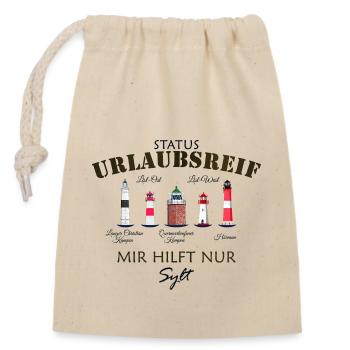 Sylt, status ready for a holiday, German North Sea - Closable cotton gift bag (14x20cm) - nature - Front