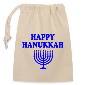 happy hanukkah - Verschließbarer Geschenkbeutel aus Baumwolle (14x20cm) - Natur - Vorne