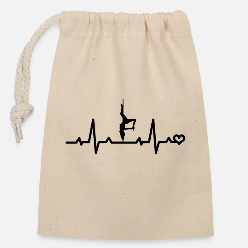 Pole Dance Danseuse ECG Fréquence cardiaque Pouls Danse - Sac cadeau en coton avec cordon (14 x 20 cm) - nature