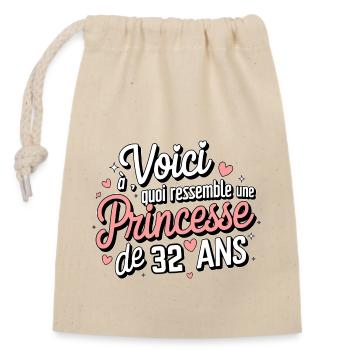 32 Year Old Princess - Closable cotton gift bag (14x20cm) - nature - Front