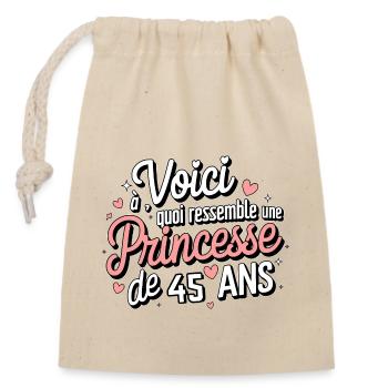 Princess 45 years old - Closable cotton gift bag (14x20cm) - nature - Front