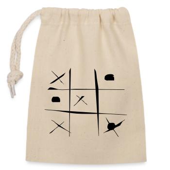 TicTacToe - Verschließbarer Geschenkbeutel aus Baumwolle (14x20cm) - Natur - Vorne