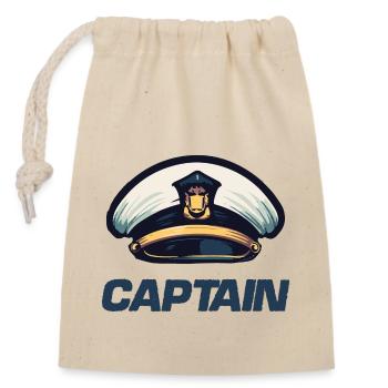 Captain Matrose Mütze - Verschließbarer Geschenkbeutel aus Baumwolle (14x20cm) - Natur - Vorne