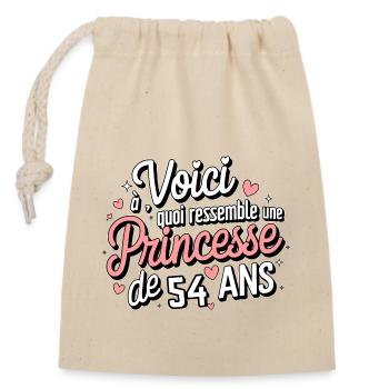54 Year Old Princess - Closable cotton gift bag (14x20cm) - nature - Front