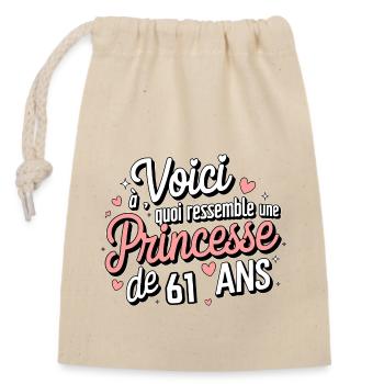 Princess 61 years old - Closable cotton gift bag (14x20cm) - nature - Front