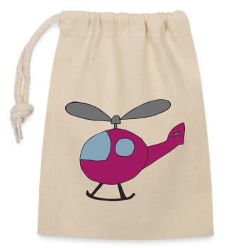 hubschrauber pink - Verschließbarer Geschenkbeutel aus Baumwolle (14x20cm) - Natur - Vorne