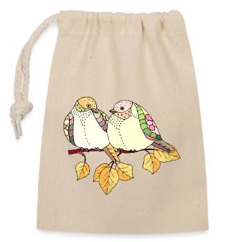Colorful birds - Closable cotton gift bag (14x20cm) - nature - Front