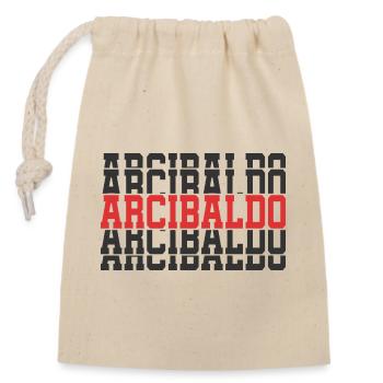Arcibaldo T-Shirt Geschenk gestapelter Text - Verschließbarer Geschenkbeutel aus Baumwolle (14x20cm) - Natur - Vorne