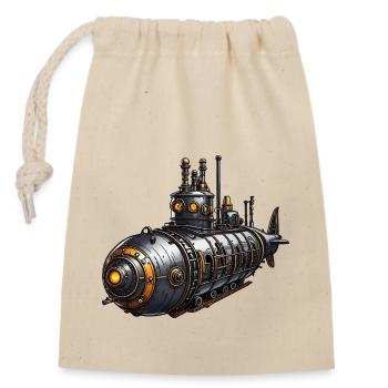 Sous-marin steampunk - Sac cadeau en coton avec cordon (14 x 20 cm) - nature - Devant