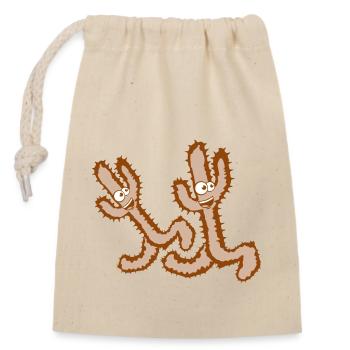 2 Cacti Race Happy Legs Run Fast - Closable cotton gift bag (14x20cm) - nature - Front