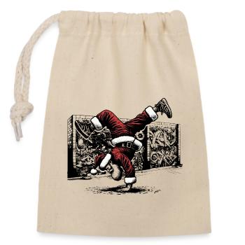 Père Noël Breakdance - Sac cadeau en coton avec cordon (14 x 20 cm) - nature - Devant