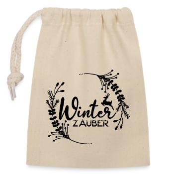 Winter Zauber - Verschließbarer Geschenkbeutel aus Baumwolle (14x20cm) - Natur - Vorne